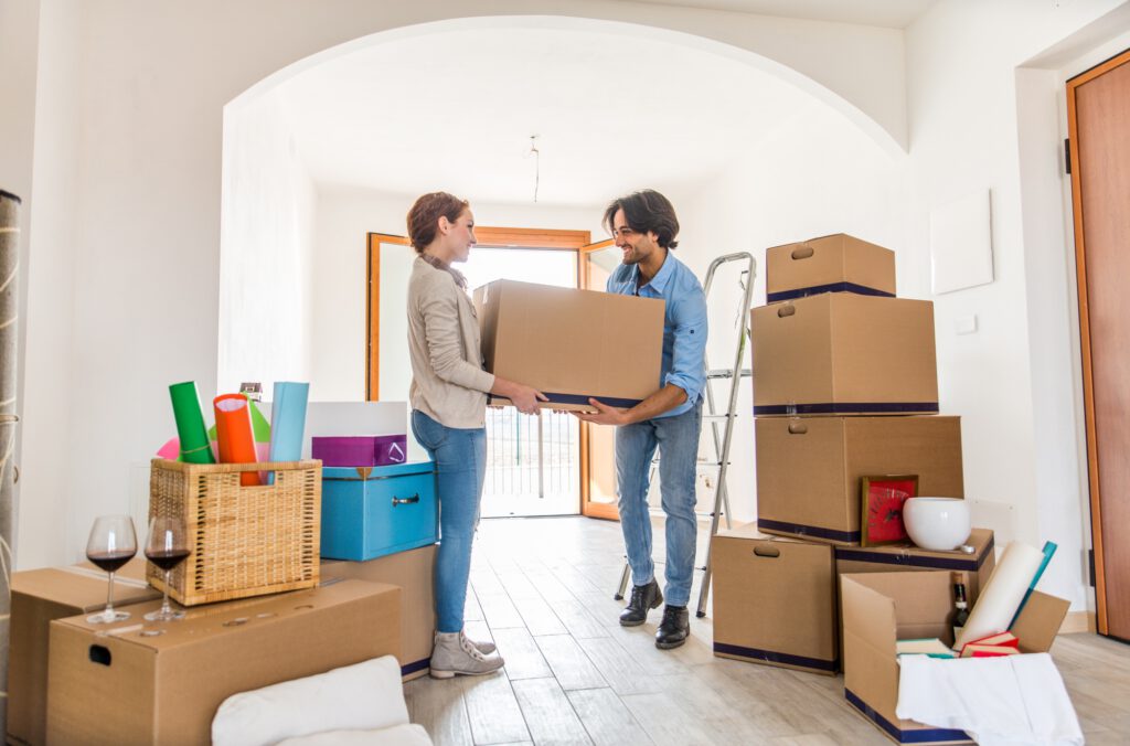 Couple moving into new house